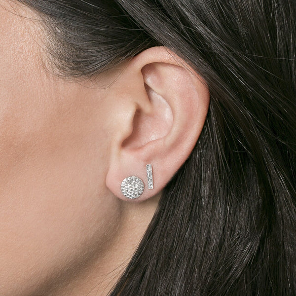 White Gold-2^Designer Stud Earrings: Lauren Joy Medium Disc Studs in White Gold 