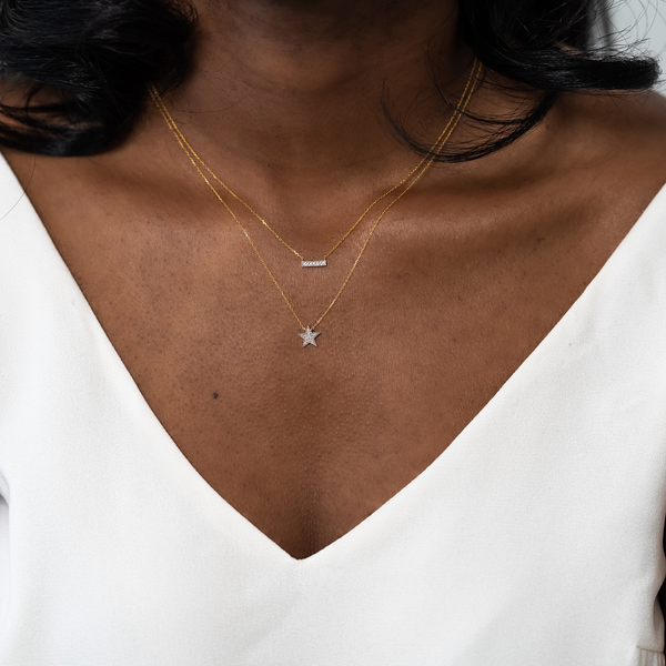 Rose Gold-2^Diamond Pendant Necklaces: Julianne Himiko Diamond Star Necklace 14K Rose Gold