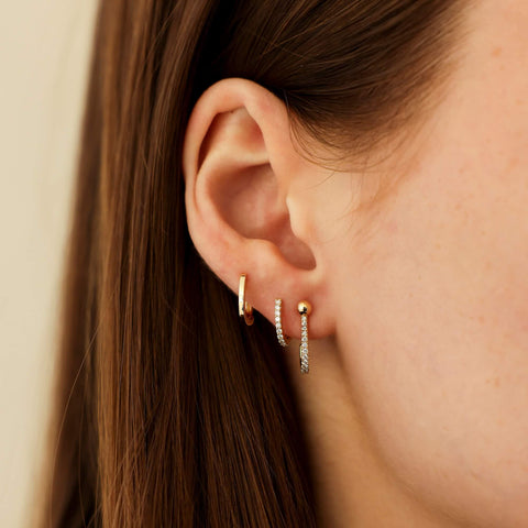 Rose Gold^2-Gold Hoop Earrings: Poppy Rae Diamond Pebble U Hoops in Rose Gold