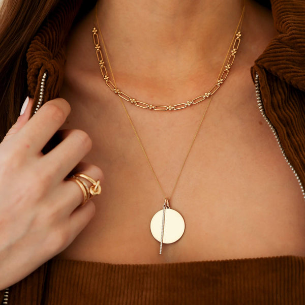 Yellow Gold-5^Diamond Station Necklaces: Poppy Rae Link Station Necklace in Yellow Gold