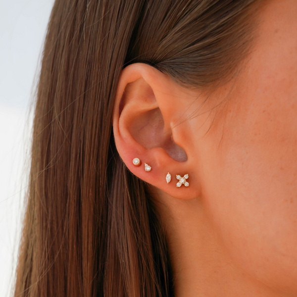 Rose Gold-3^Designer Stud Earrings: Alexa Jordyn Single Marquise Diamond Studs in Rose Gold