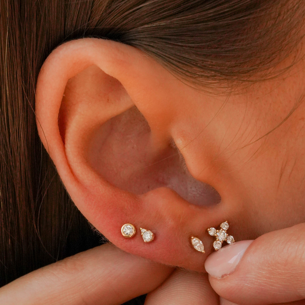 Yellow Gold-4^Teardrop Diamond Earrings: Sophia Ryan Petite Teardrop Studs in Yellow Gold