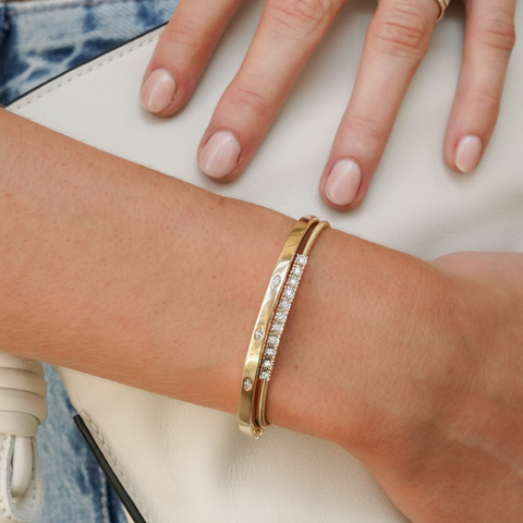 Yellow Gold-3^Diamond Cuff Bracelets: Alexa Jordyn Inlay Marquise Bracelet in Yellow Gold