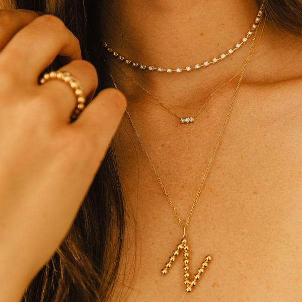 Rose Gold-2^Diamond Bar Necklaces: Ava Bea Bar Necklace in Rose Gold