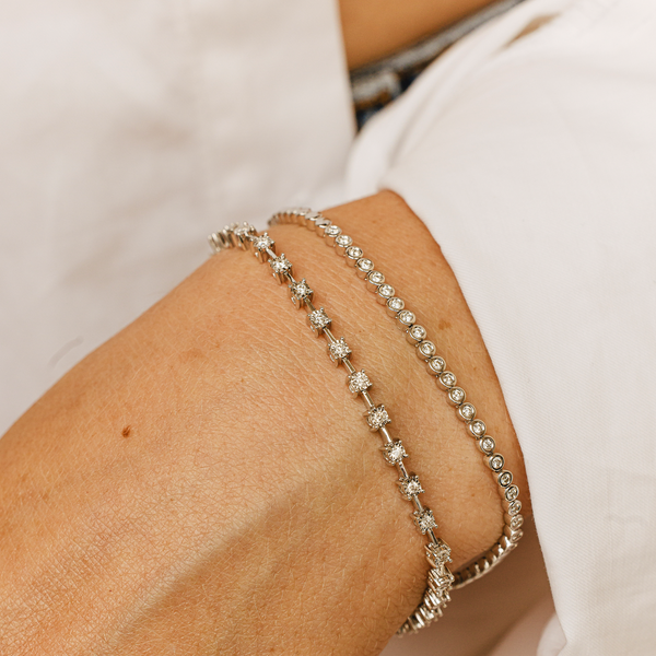 White Gold-3^Diamond Tennis Bracelets: Lulu Jack Bezel Tennis Bracelet in White Gold