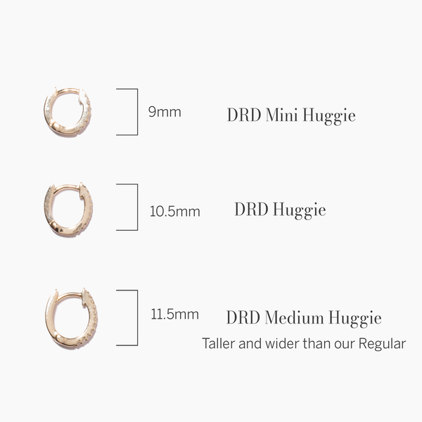 White Gold-4^Diamond Huggie Earrings: DRD Diamond Mini Huggies in 14K White Gold