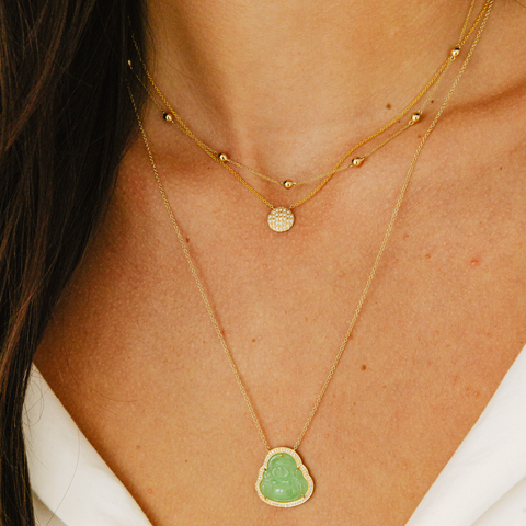 Yellow Gold-6^Diamond Station Necklaces: Poppy Rae Pebble Station Necklace in Yellow Gold