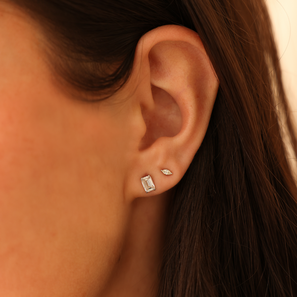 White Gold-2^Designer Stud Earrings: Alexa Jordyn Single Marquise Diamond Studs in White Gold