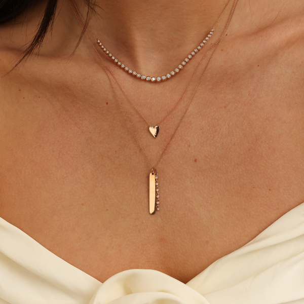 Rose Gold-4^Diamond Tennis Necklaces: Lulu Jack Graduating Bezel Tennis Necklace in Rose Gold