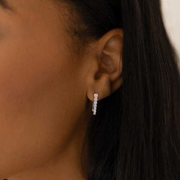 White Gold^2-Diamond Hoop Earrings: Ava Bea Graduating U Hoops in White Gold Thumbnail-only