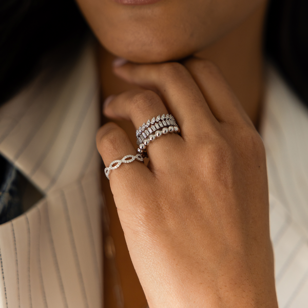 White Gold-2^Stackable Rings: Sophia Ryan Teardrop Stacking Ring in White Gold