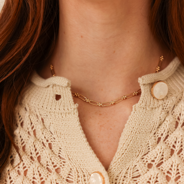 Yellow Gold-3^Diamond Station Necklaces: Poppy Rae Link Station Necklace in Yellow Gold