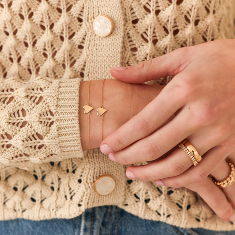 Yellow Gold-3^Heart Bracelets: DRD Heart Bracelet in Yellow Gold