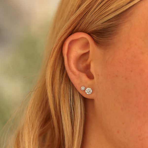 Rose Gold-2^Single Stud Earrings: Jennifer Yamina Single Pointed Flower Stud in Rose Gold