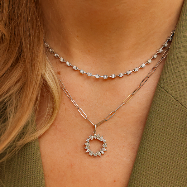 White Gold-4^Diamond Tennis Necklaces: Ava Bea Tennis Interval Necklace in White Gold