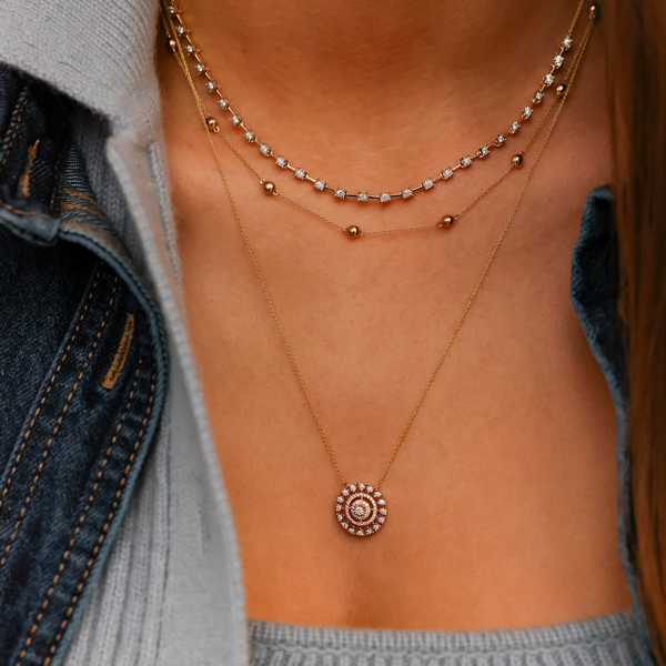 Rose Gold-4^Diamond Tennis Necklaces: Ava Bea Tennis Interval Necklace in Rose Gold