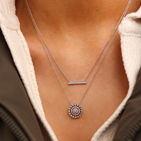 White Gold-2^-Designer Diamond Neckalces: Ava Bea Medallion Necklace in White Gold