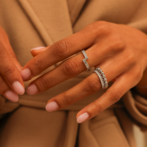 White Gold-2^Eternity Ring Designs: Poppy Rae Diamond Pebble Ring in White Gold