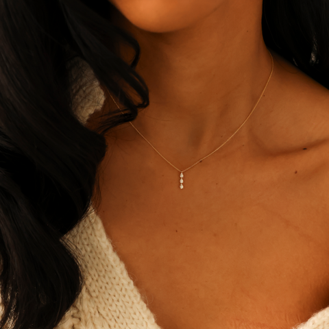 Rose Gold-4^Teardrop Necklaces: Sophia Ryan Triple Teardrop Necklace in Rose Gold