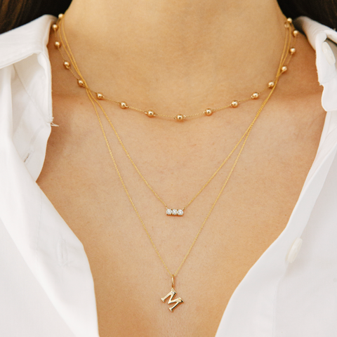 Yellow Gold-5^Diamond Bar Necklaces: Ava Bea Bar Necklace in Yellow Gold