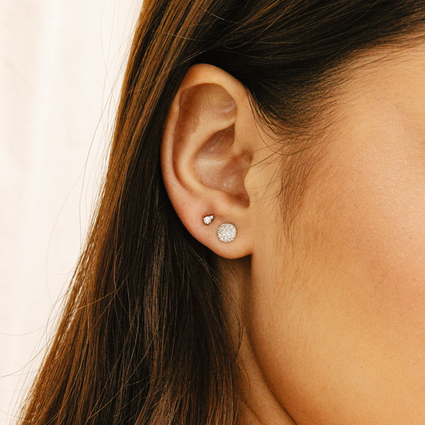 Rose Gold-3^Single Stud Earrings: Lauren Joy Single Mini Disc Stud in Rose Gold