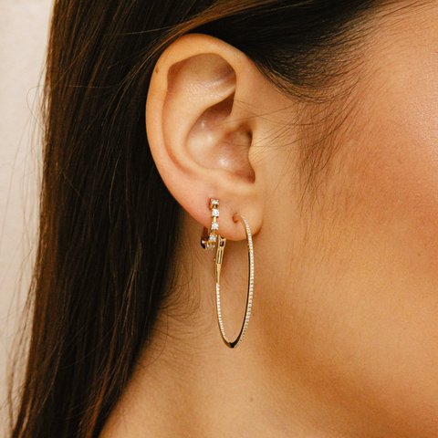 Yellow Gold-3^Diamond Hoop Earrings: Ava Bea Interval Hoops in Yellow Gold