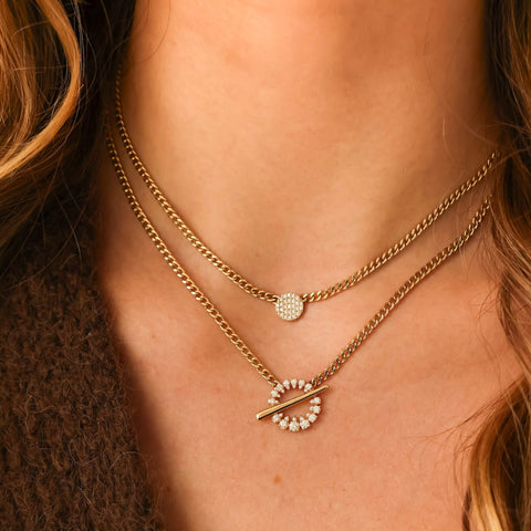 Rose Gold-2^Diamond Bar Necklaces: Lauren Joy Cuban Chain Necklace in Rose Gold