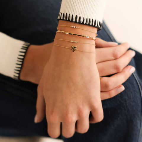 Rose Gold-3^Diamond Station Bracelets: Ava Bea Trio Station Bracelet in Rose Gold