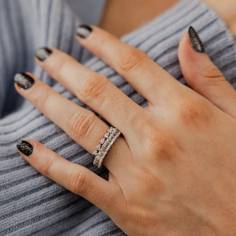 White Gold-4^Stackable Rings: Sophia Ryan Teardrop Stacking Ring in White Gold