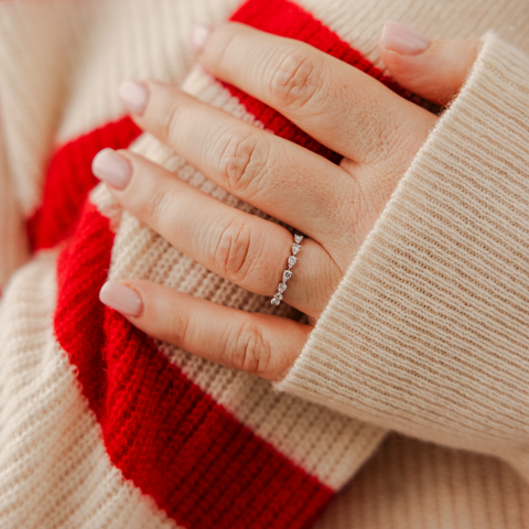 White Gold-2^Stackable Rings: Sophia Ryan Teardrop Stacking Ring in White Gold