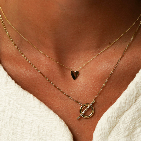 Yellow Gold-6^Diamond Pendant Necklaces: DRD Heart Necklace in Yellow Gold