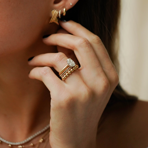 Yellow Gold-5^Stackable Rings: Poppy Rae Large Pebble Ring in Yellow Gold