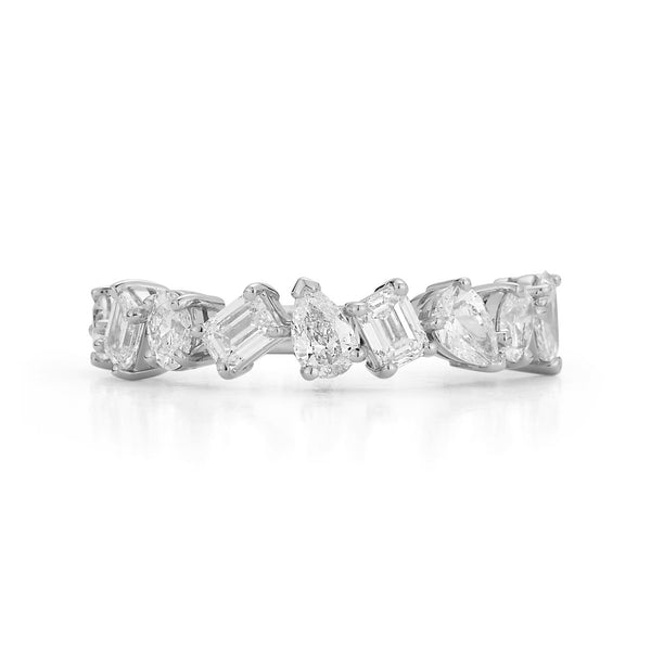 White Gold-1^Stackable Rings: DRD 9 Stone Multi-Shape Ring in White Gold