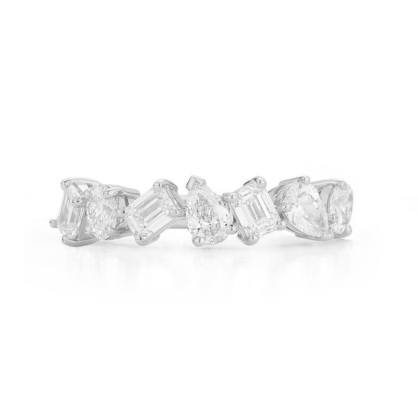 White Gold-1^Stackable Rings: DRD 7 Stone Multi-Shape Ring in White Gold