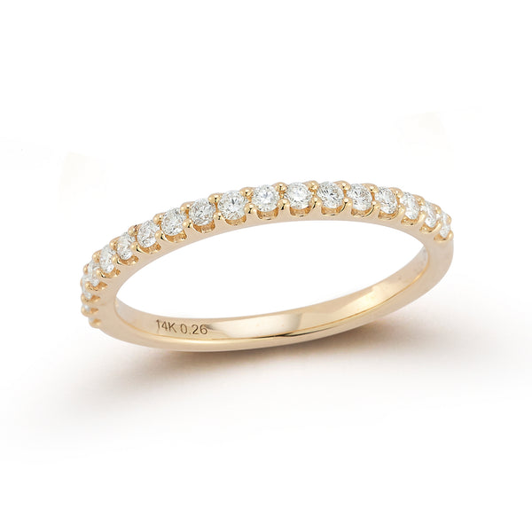 Yellow Gold-1^Diamond Halfway Bands: DRD Half Way Round Band - 0.25 Cttw Yellow Gold