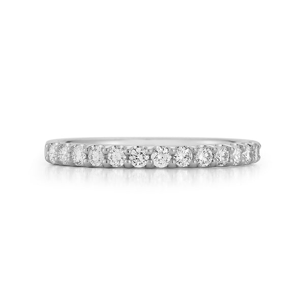 White Gold-3^Diamond Halfway Bands: DRD Half Way Round Band - 0.35 Cttw White Gold