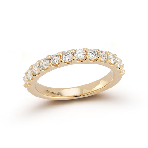 Yellow Gold-1^Diamond Halfway Bands: DRD Half Way Round Band - 0.70 Cttw Yellow Gold