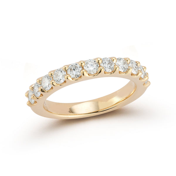 Yellow Gold-1^Diamond Halfway Bands: DRD Half Way Round Band - 1.00 Cttw Yellow Gold