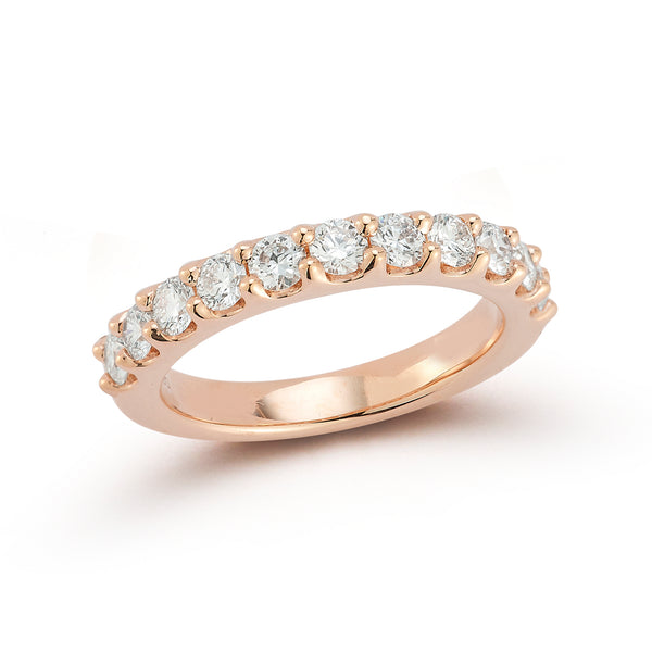 Rose Gold-1^Diamond Halfway Bands: DRD Half Way Round Band - 1.00 Cttw Rose Gold