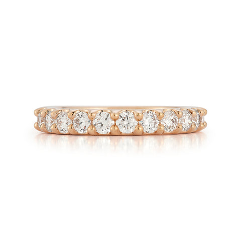 Rose Gold-2^Diamond Halfway Bands: DRD Half Way Round Band - 1.00 Cttw Rose Gold