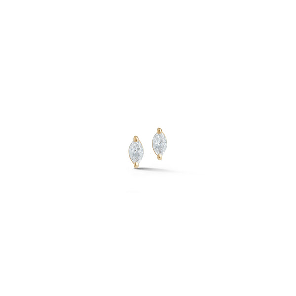 Yellow Gold-1^Designer Stud Earrings: Alexa Jordyn Single Marquise Diamond Studs in Yellow Gold