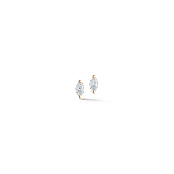 Rose Gold-1^Designer Stud Earrings: Alexa Jordyn Single Marquise Diamond Studs in Rose Gold