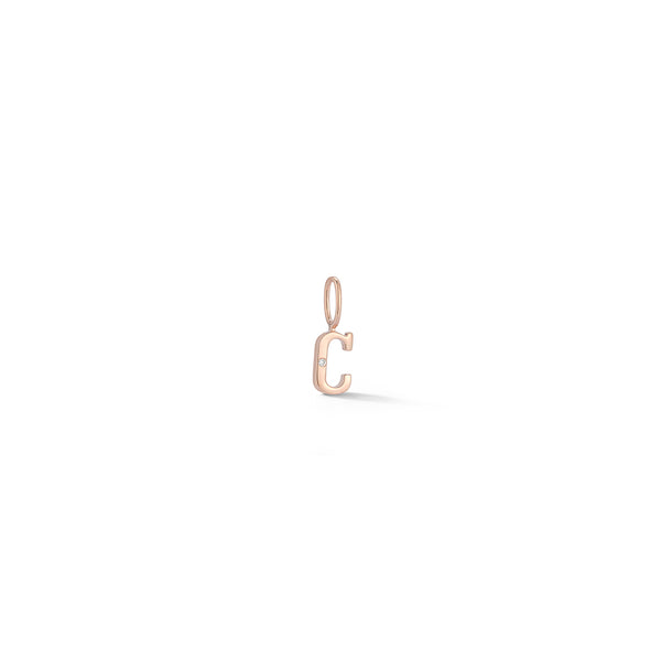 Rose Gold-1^Designer Diamond Necklaces: DRD Gold Initial Charm in Rose Gold