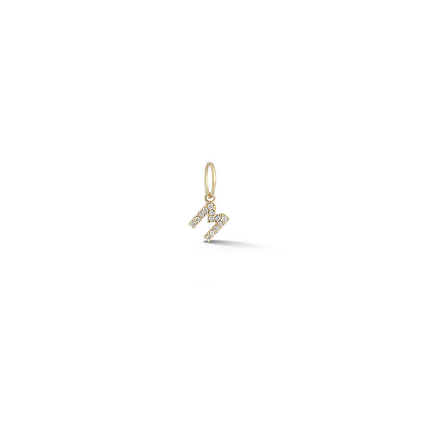 Yellow Gold-1^Designer Diamond Necklaces: DRD Pave Diamond Initial Charm in Yellow Gold Thumbnail-only