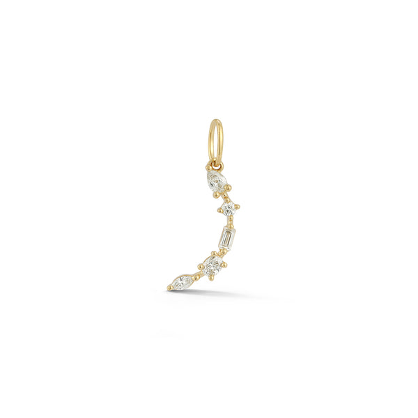 Yellow Gold-1^Designer Diamond Necklaces: Alexa Jordyn Multi-Shape Crescent Charm in Yellow Gold