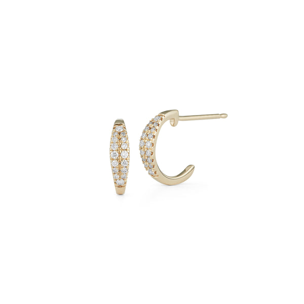 Yellow Gold-1^Diamond Huggie Earrings: Sylvie Rose Pave Graduating Huggies in Yellow Gold