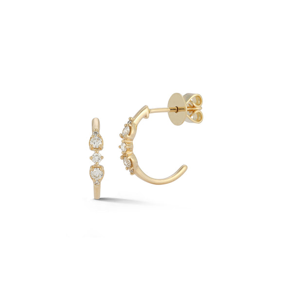 Yellow Gold-1^Diamond Huggie Earrings: Sophia Ryan Teardrop and Round Huggies in Yellow Gold