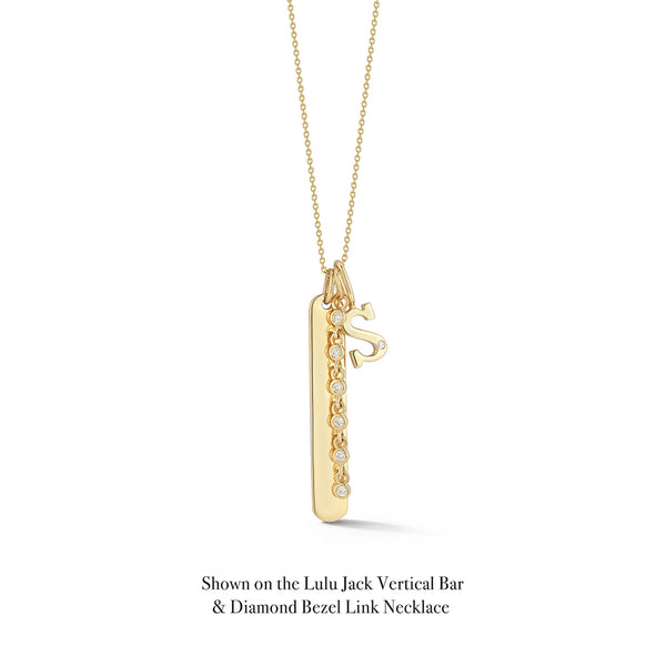 Yellow Gold-6^Designer Diamond Necklaces: DRD Gold Initial Charm in Yellow Gold