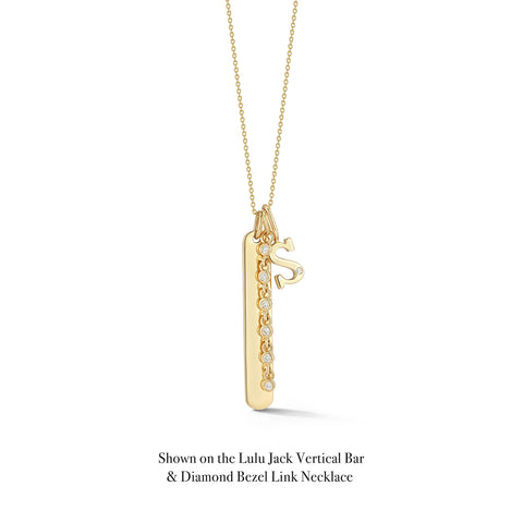 Yellow Gold-6^Designer Diamond Necklaces: DRD Gold Initial Charm in Yellow Gold