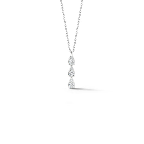 White Gold-1^Teardrop Necklaces: Sophia Ryan Triple Teardrop Necklace in White Gold